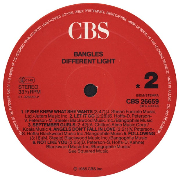 BANGLES  - DIFFERENT LIGHT | VINILO USADO