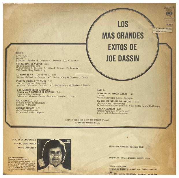 JOE DASSIN - LOS MÁS GRANDES EXITOS | VINILO USADO